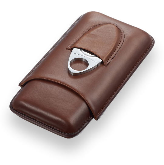 Visol Legendary Leather 3-Finger Cigar Case with Cutters