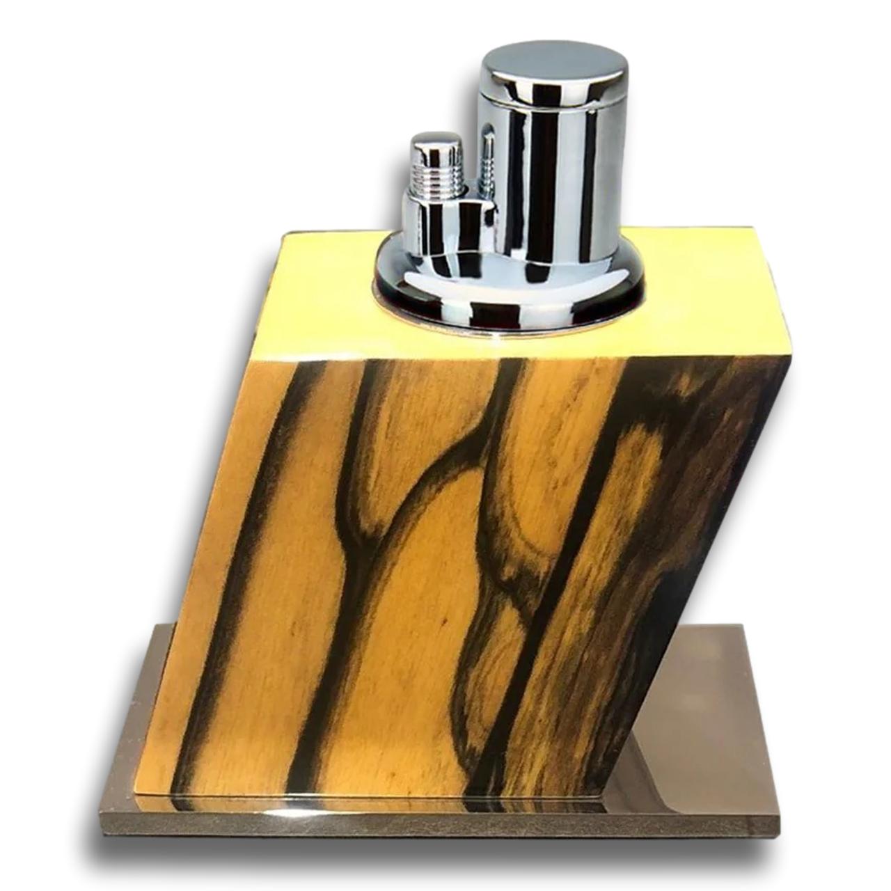 Elie Bleu Royal Ebony Table Torch Flame Triple Jet Tabletop Cigar Lighter