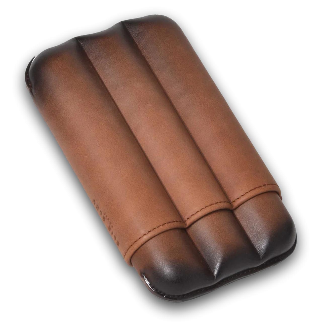 Elie Bleu Patina Leather 3-Finger Soft Cigar Cases