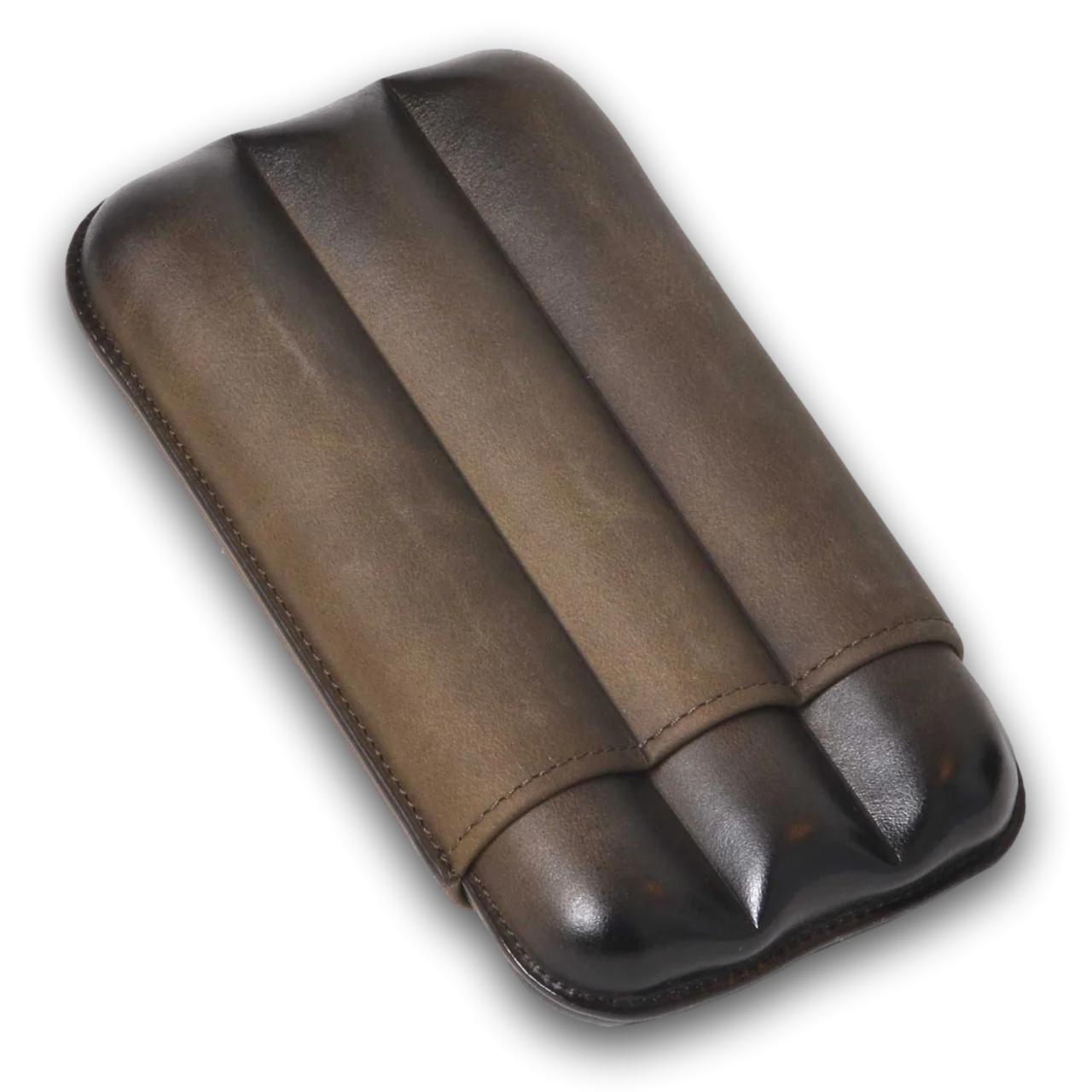 Elie Bleu Patina Leather 3-Finger Soft Cigar Cases