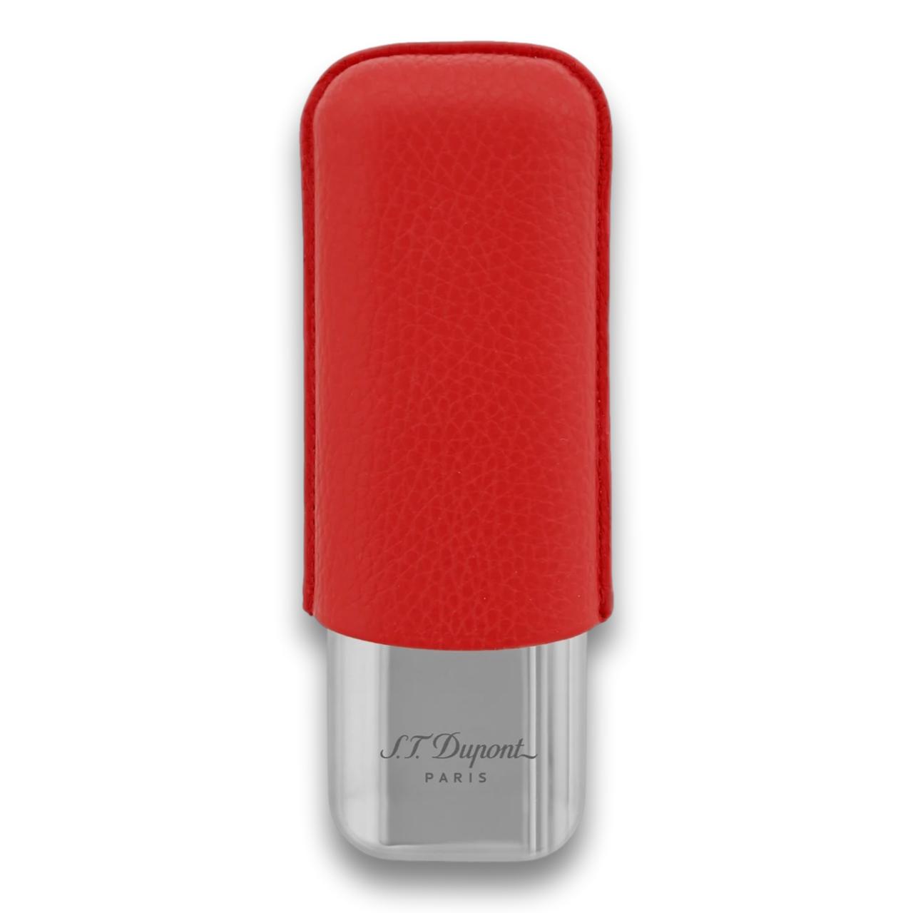 S.T. Dupont Leather and Chrome Metal 2-Finger Hard Cigar Cases