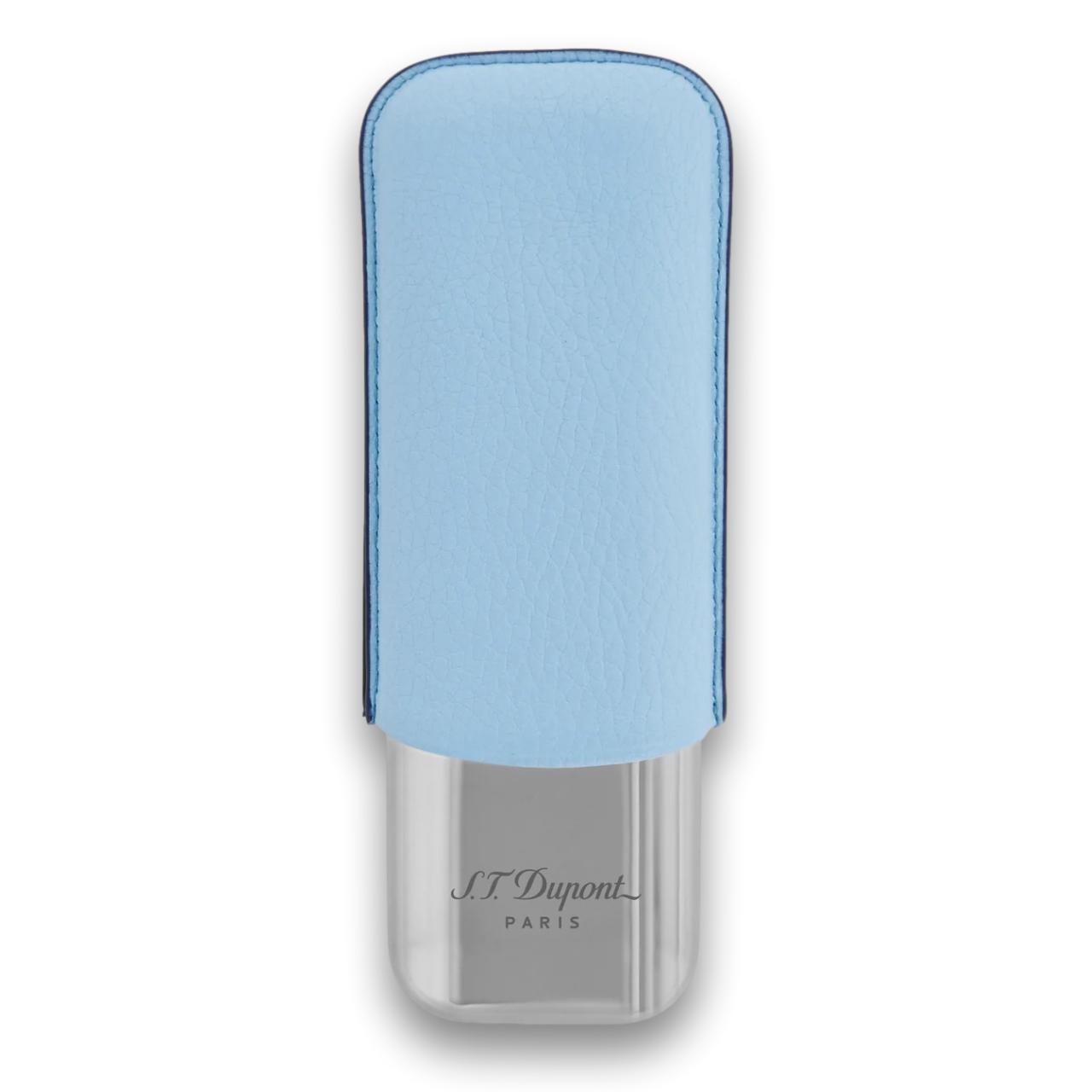 S.T. Dupont Leather and Chrome Metal 2-Finger Hard Cigar Cases