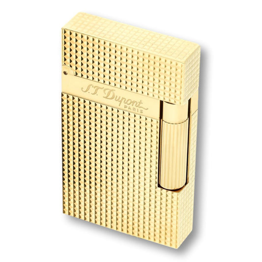S.T. Dupont Line 2 Double Soft Flame Cigar Lighter - Diamond Head Gold - Main Image - Left Facing
