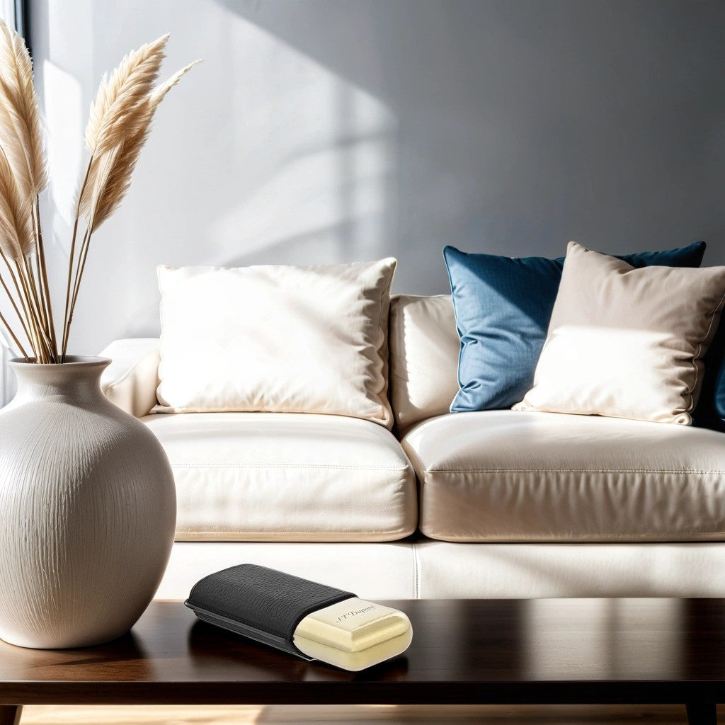 S.T. Dupont Leather and Golden Metal 2-Finger Hard Cigar Cases - Black and Golden - Lifestyle