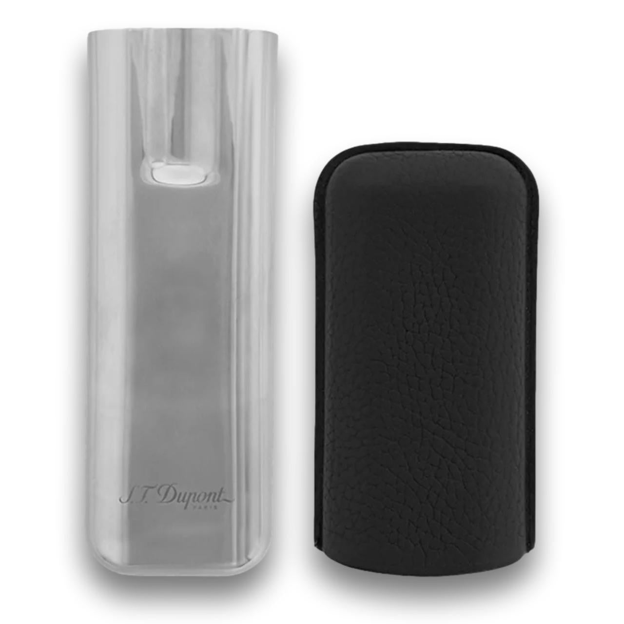 S.T. Dupont Leather and Chrome Metal 2-Finger Hard Cigar Cases - Black and Chrome - Interior Details