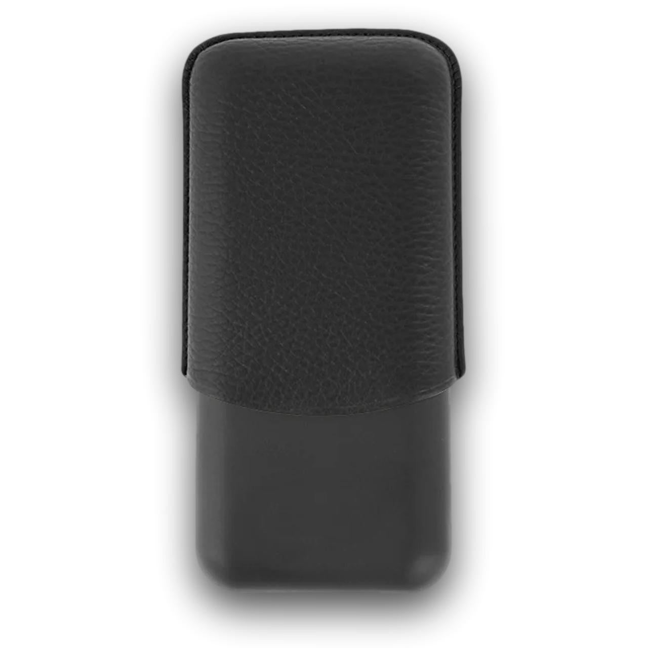 S.T. Dupont Leather and Matte Black Metal 3-Finger Hard Cigar Cases - Black and Matte Black - Back