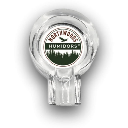 Lotus Clarity Glass 1-Cigar Ashtray with Northwoods Logo - Top View