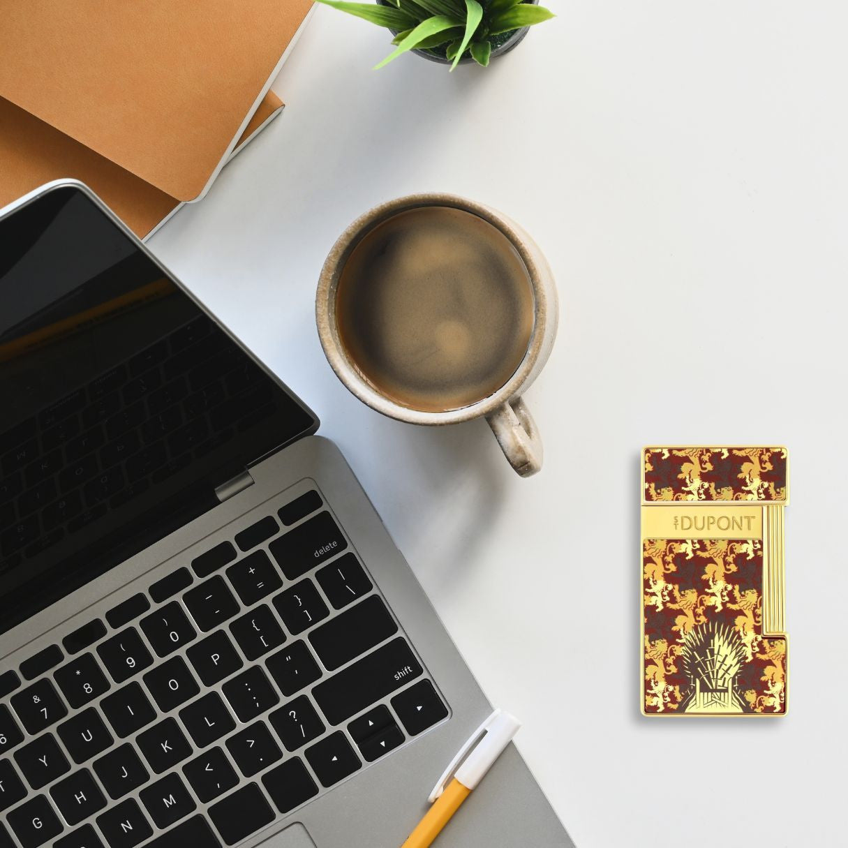 S.T. Dupont Game of Thrones Lannister Slimmy Torch Flame Single Jet Cigar Lighter - Flatlay