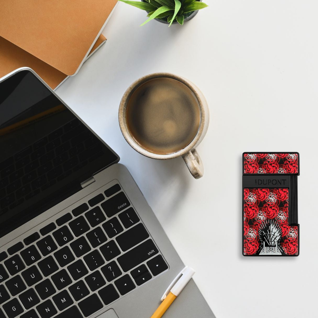 S.T. Dupont Game of Thrones Targaryen Slimmy Torch Flame Single Jet Cigar Lighter - Flatlay