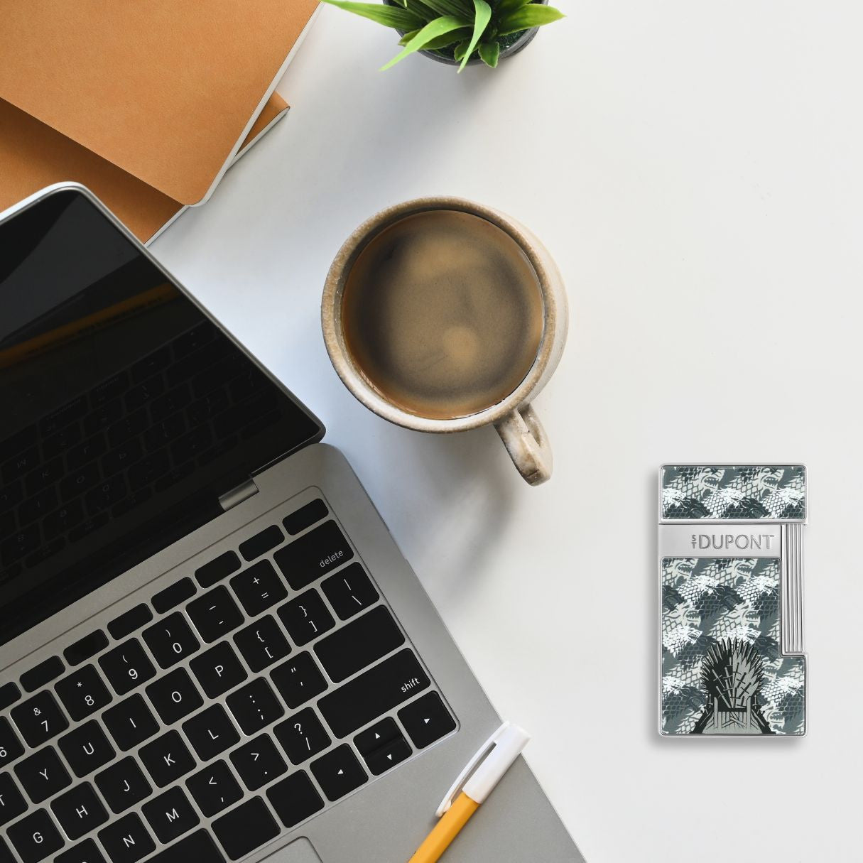 S.T. Dupont Game of Thrones Stark Slimmy Torch Flame Single Jet Cigar Lighter - Flatlay