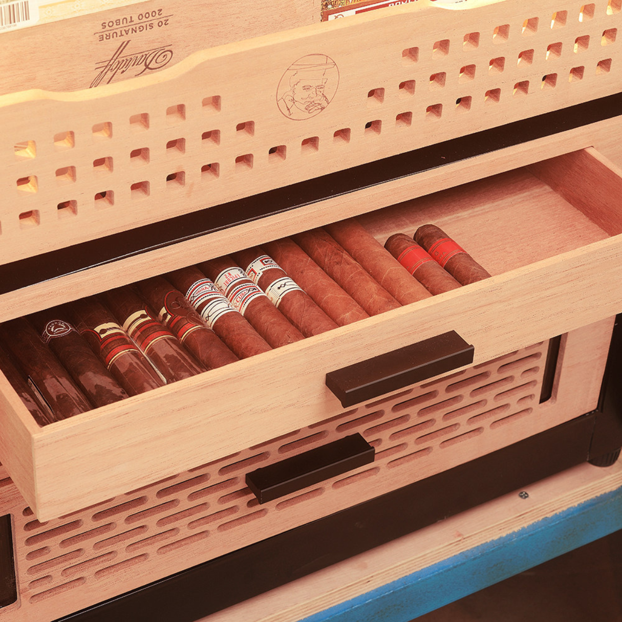 Yohtron YC-288G Premium Series Gold 1700-Cigar Electric Humidor - Cigar Drawer