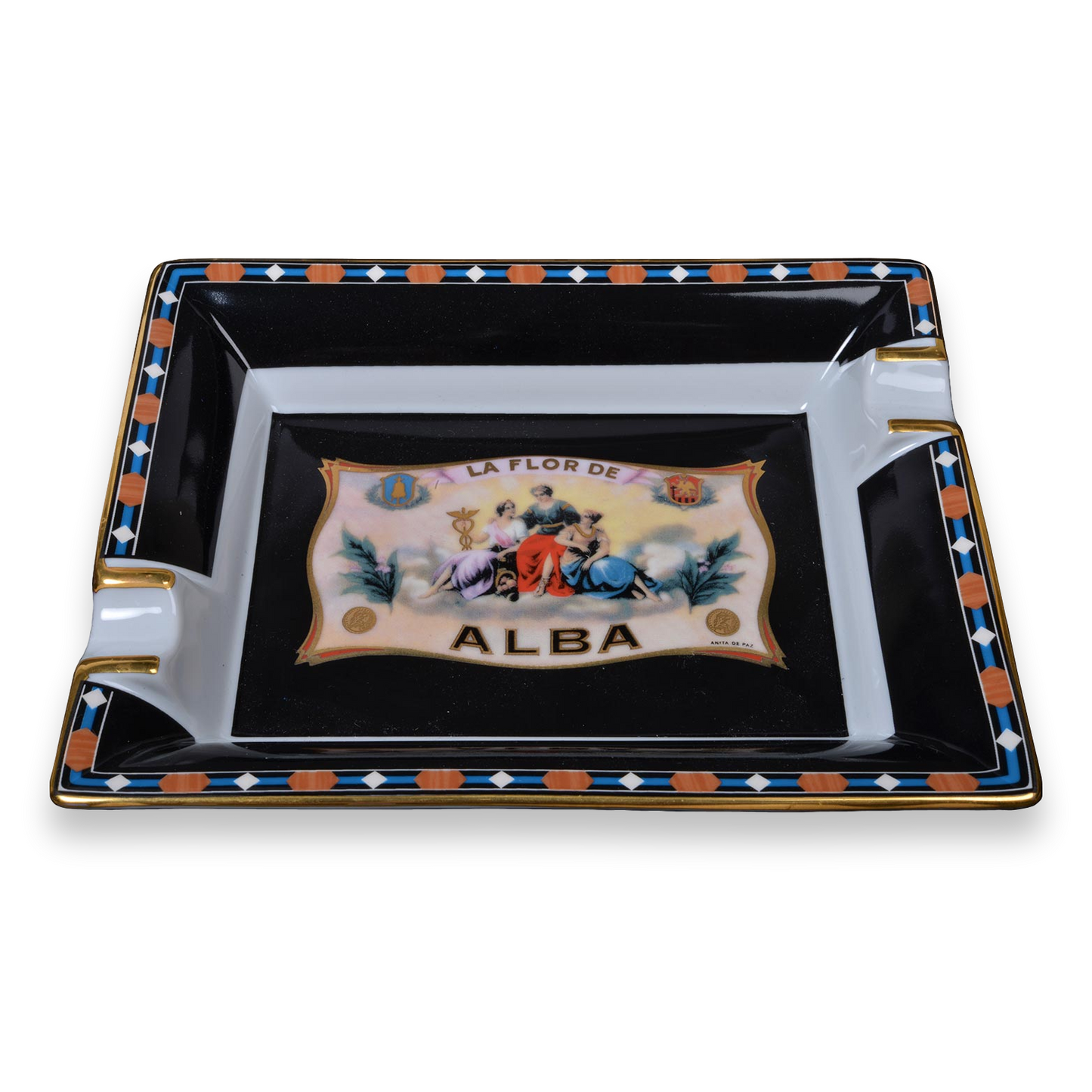Elie Bleu Flor de Alba Porcelain Ashtray - Alba Collection