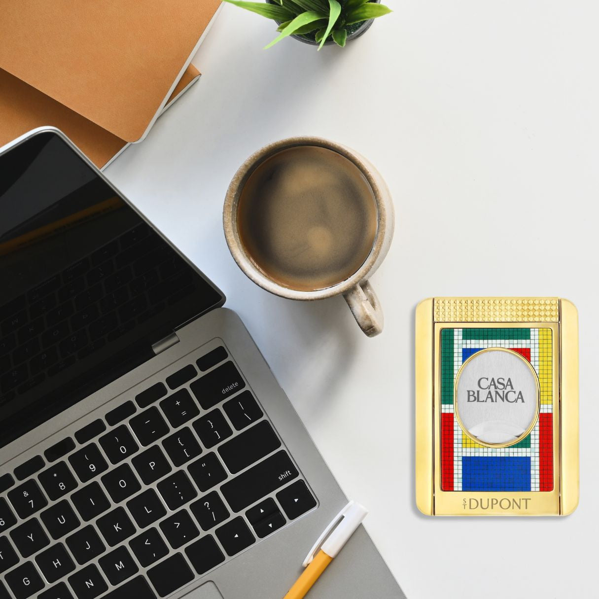 S.T. Dupont Casablanca Guillotine Double-Blade Cigar Cutter with Stand -Flatlay