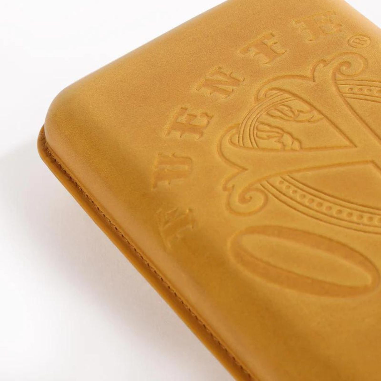 OpusX Society Spanish Nobuk Leather 3-Finger Soft Cigar Cases - Camel Yellow - Design Details