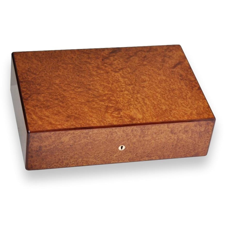 Elie Bleu Amboyna Burl Classic Wood 75-110 Cigar Desktop Humidor