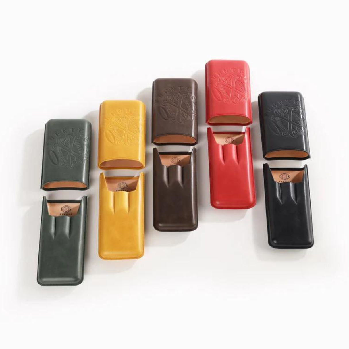 OpusX Society Spanish Nobuk Leather 3-Finger Soft Cigar Cases - Collection Interior Details