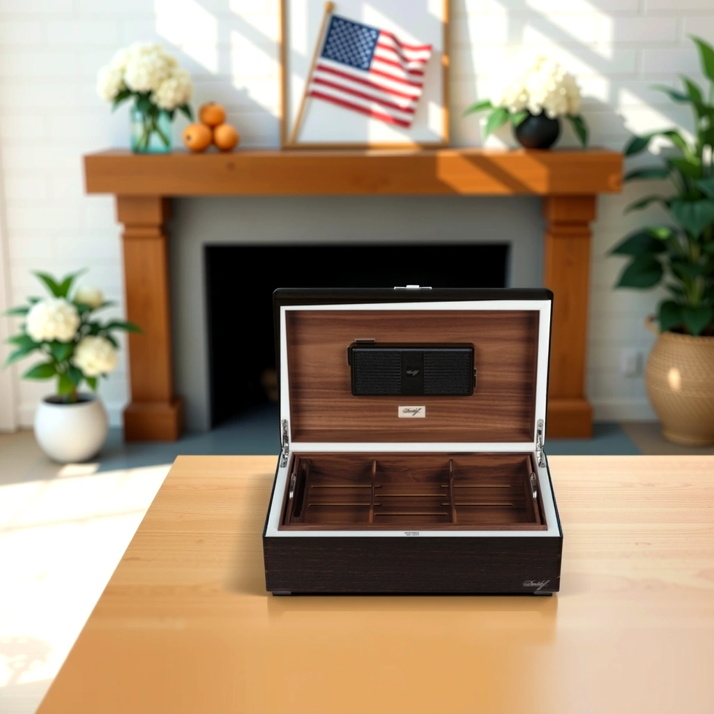 Davidoff Air De Famille Series I Smoked Oak Ambassador Matt 80-Cigar Desktop Humidors - Lifestyle