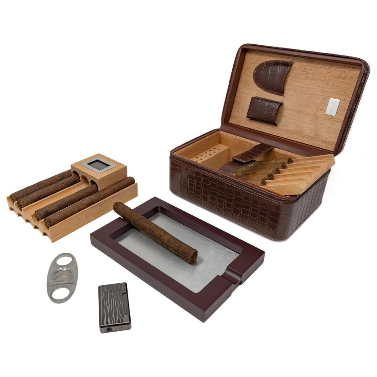 Prestige Manhattan XL Leather 20-Finger Hard Cigar Cases - Brown - Main Image - Front