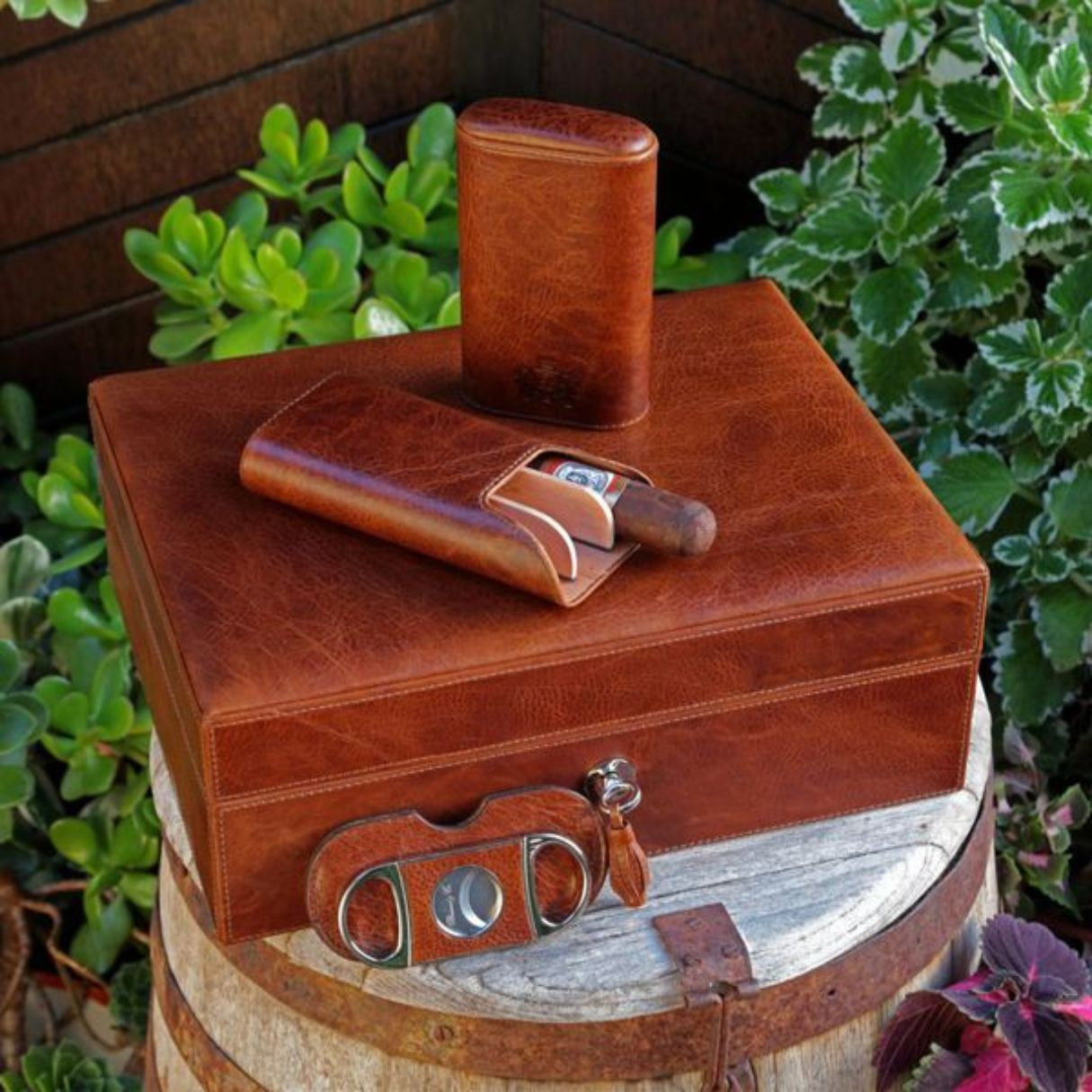 Brizard & Co Airflow Antique Saddle 80-Cigar Desktop Humidor - Collection