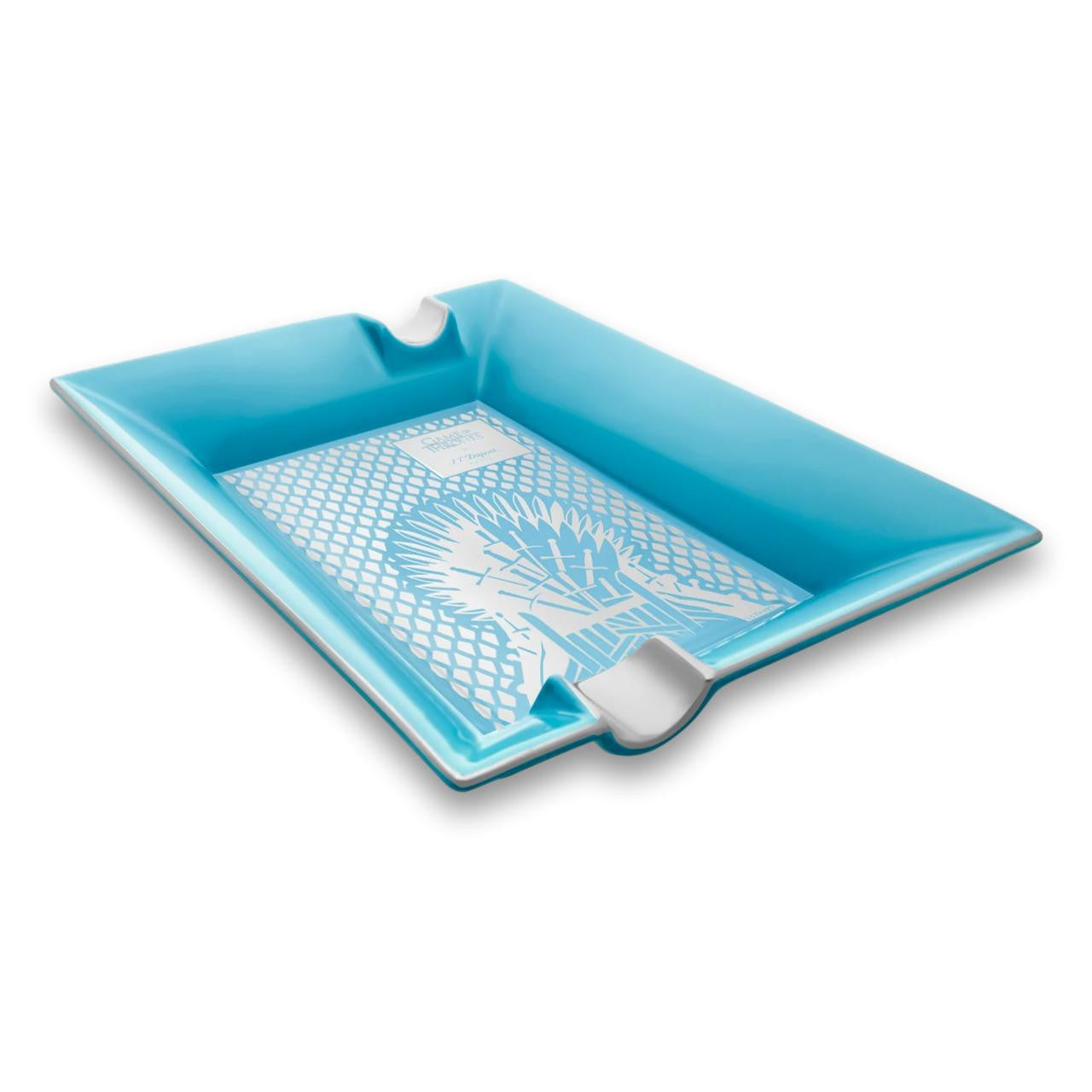 S.T. Dupont Game of Thrones Ice Large 2-Cigar Porcelain Ashtray - Top Left Facing