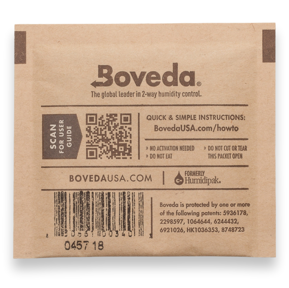 Boveda 62% Humidity Packs - 10-Count, Small 8g  - Exterior Back Side