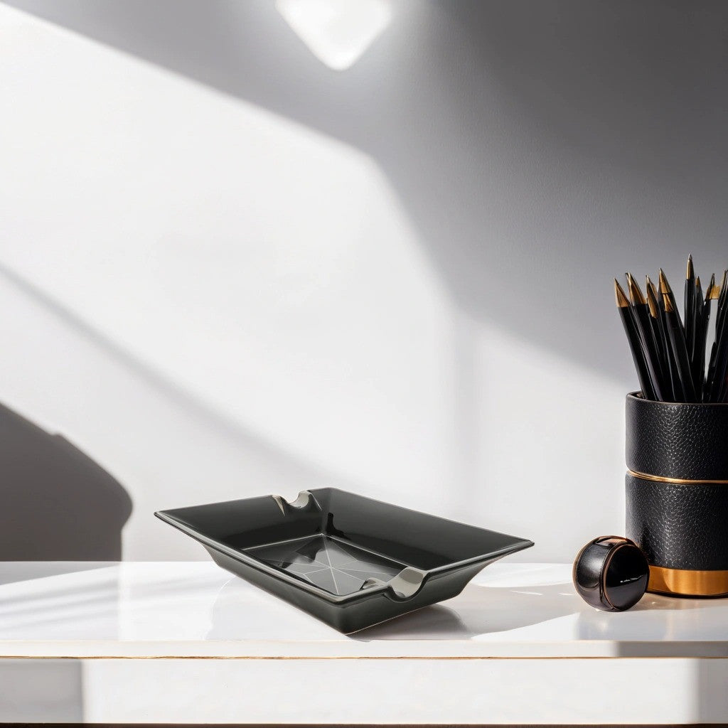 S.T. Dupont Fire X Large 2-Cigar Porcelain Ashtray - Lifestyle