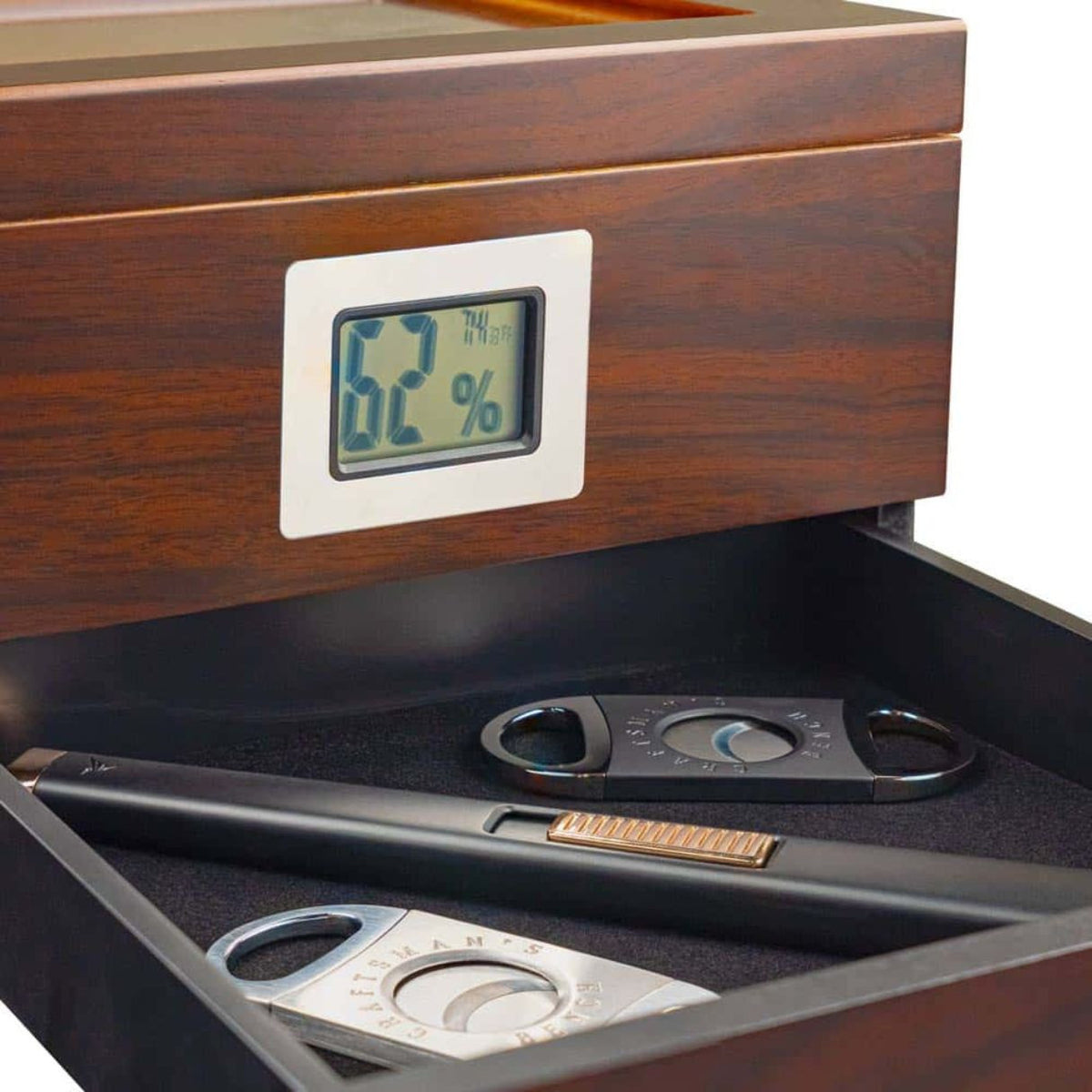 Craftsmans Bench Vista 30-Cigar Desktop Humidor - Digital Hygrometer