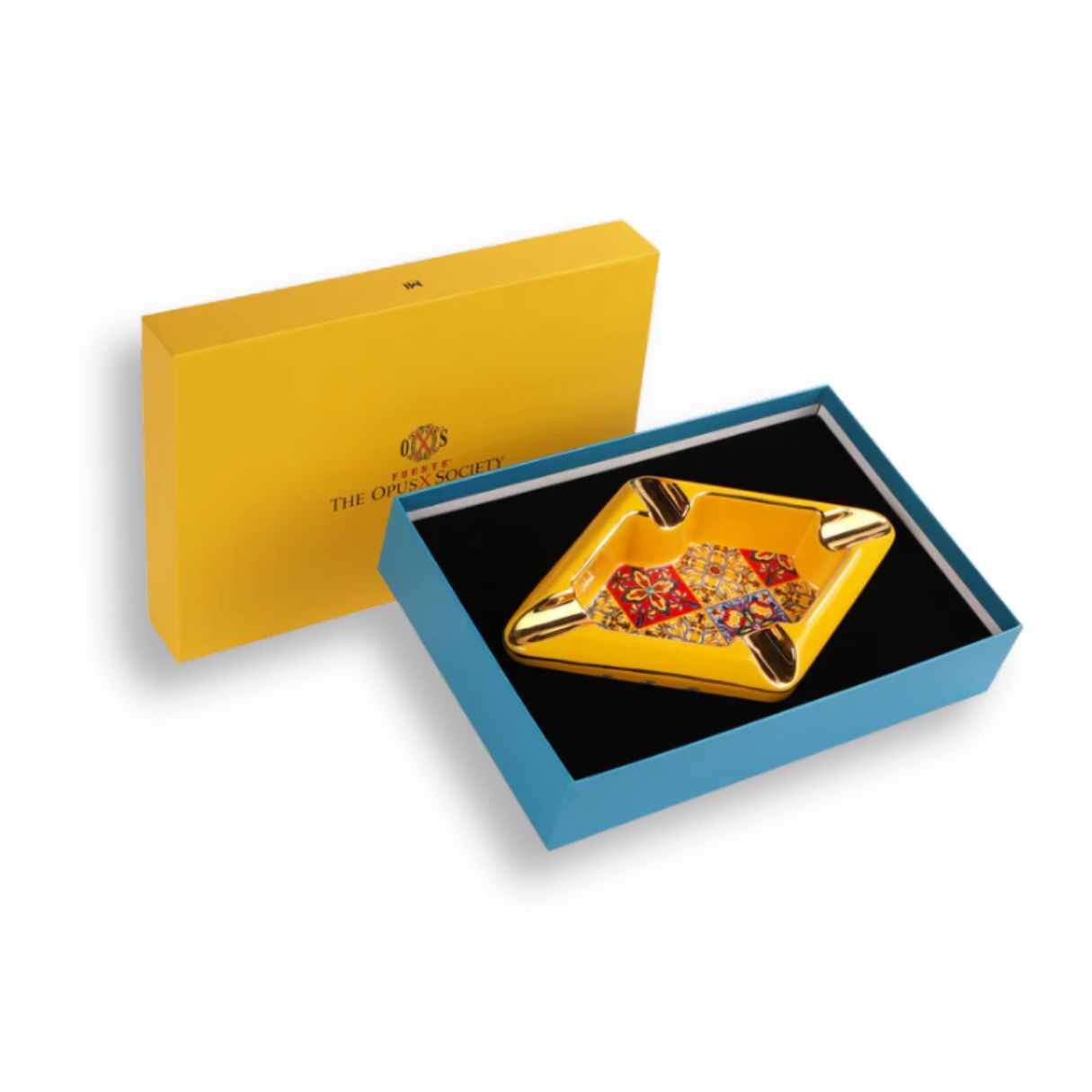 OpusX Society Colonial Tiles Ceramic 4-Cigar Ashtray