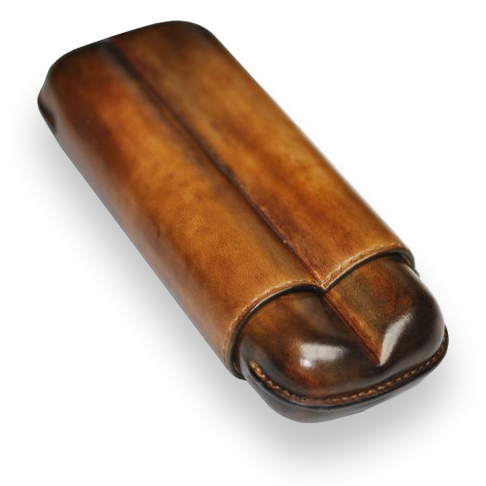Elie Bleu Honey Patina 2-3 Cigar Leather Case