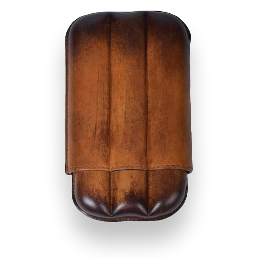 Elie Bleu Honey Patina 2-3 Cigar Leather Case