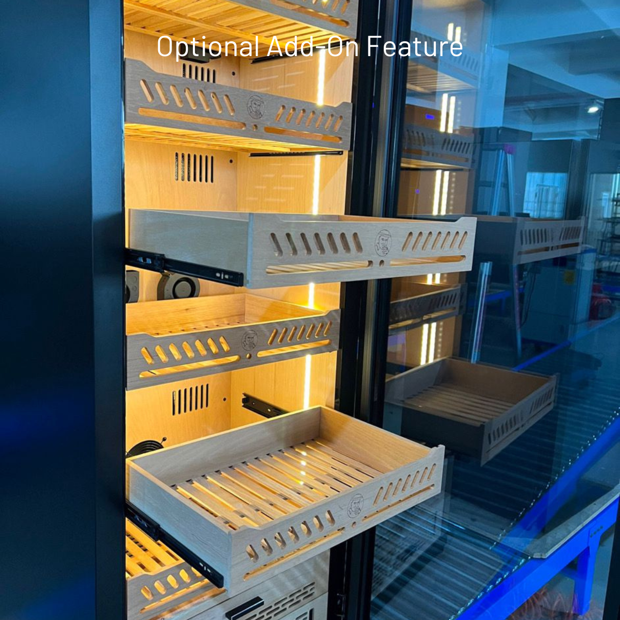 Yohtron YC-288 Premium Series Classic Black 1700-Cigar Electric Humidor - OPTIONAL ADD-ON - Ball Bearing Sliding Rails for Shelves v2