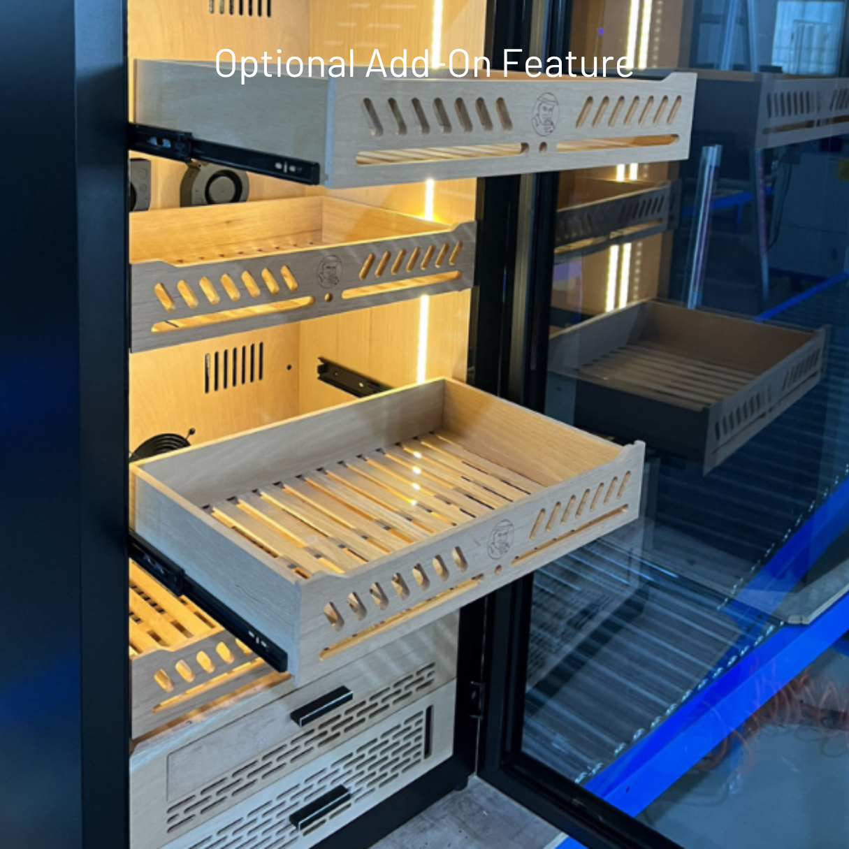 Yohtron YC-248G Premium Series Gold 1200-Cigar Electric Humidor - OPTIONAL ADD-ON - Ball Bearing Sliding Rails for Shelves v2