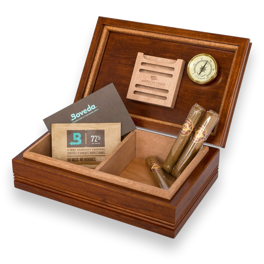 American Chest WoodTop Maple 50-Cigar Desktop Humidor - Interior Front