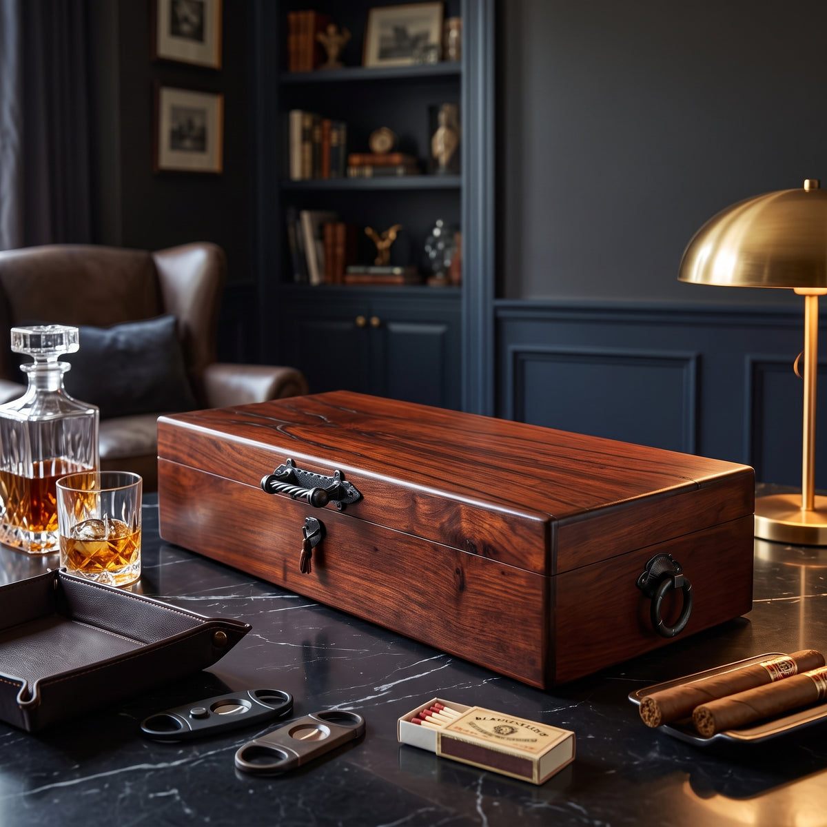 Brizard & Co The Hacienda 150/160-Cigar Desktop Humidor - Lifestyle Image
