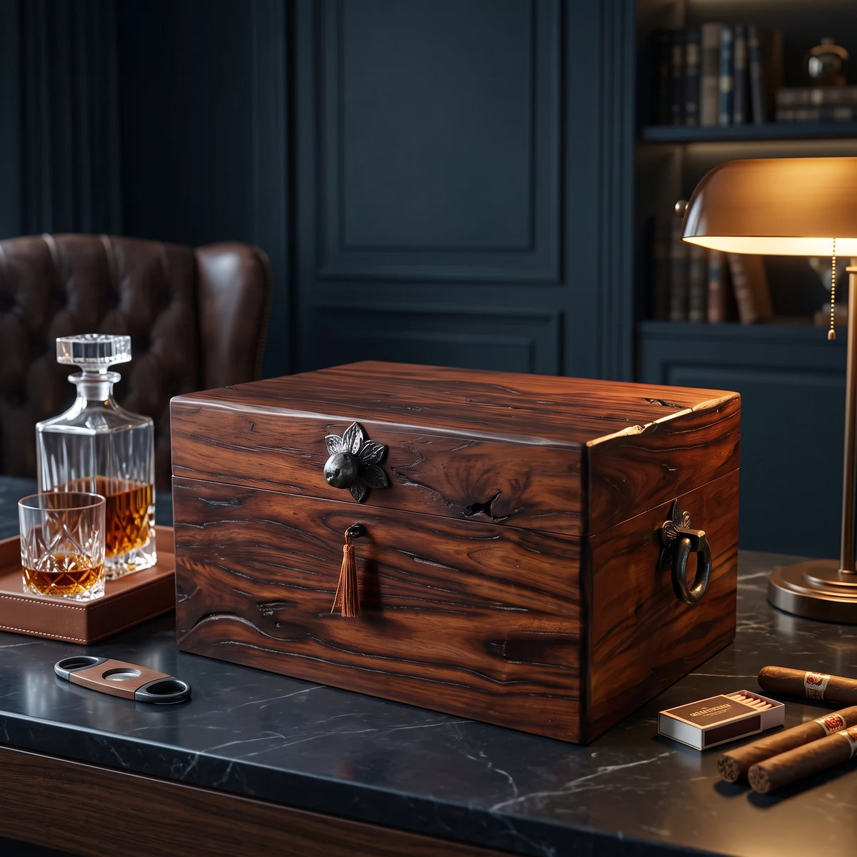 Brizard & Co The Hacienda Humidor 130/150-Cigar Desktop Humidor - Lifestyle-Image