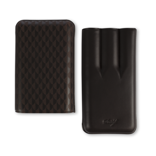 Davidoff Curing Leather Soft Cigar Cases - Brown 3-Finger XL - Case when Opened