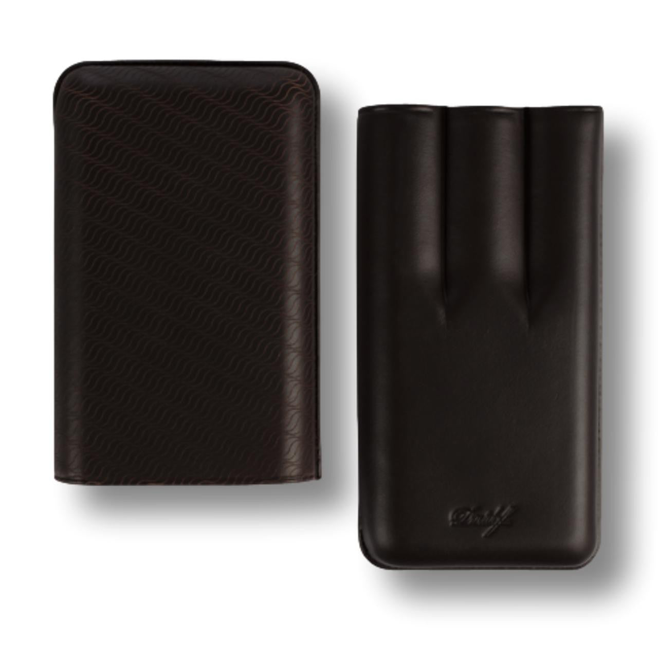 Davidoff Enjoyment Leather Soft Cigar Cases - Brown 3-Finger XL - Case when opened