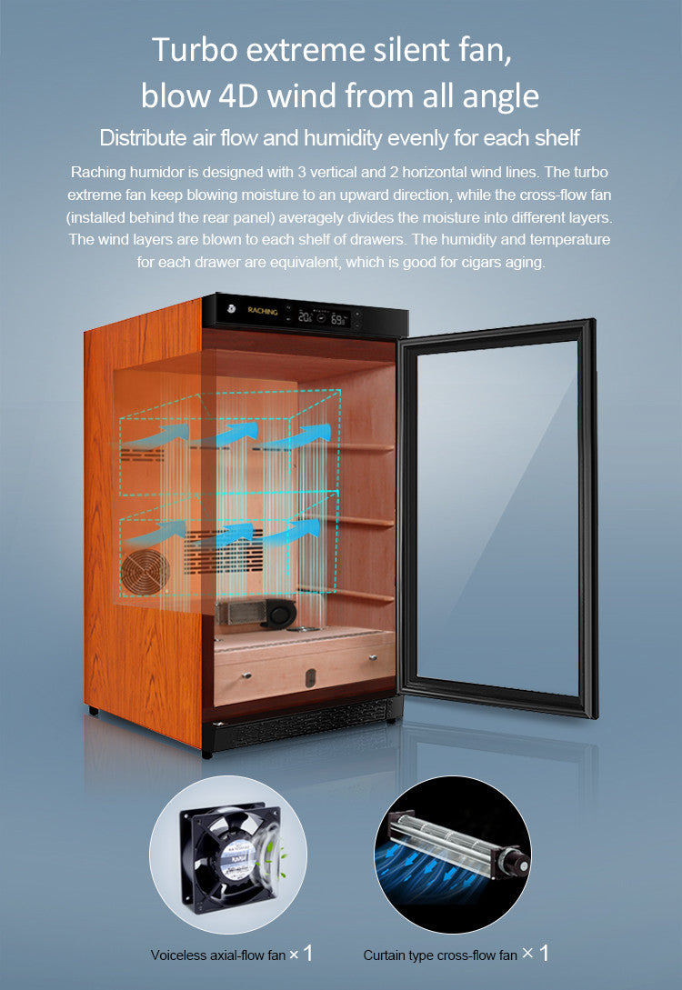 Raching C150A Climate Control Black Wood 400-Cigar Electric Humidor Specifications
