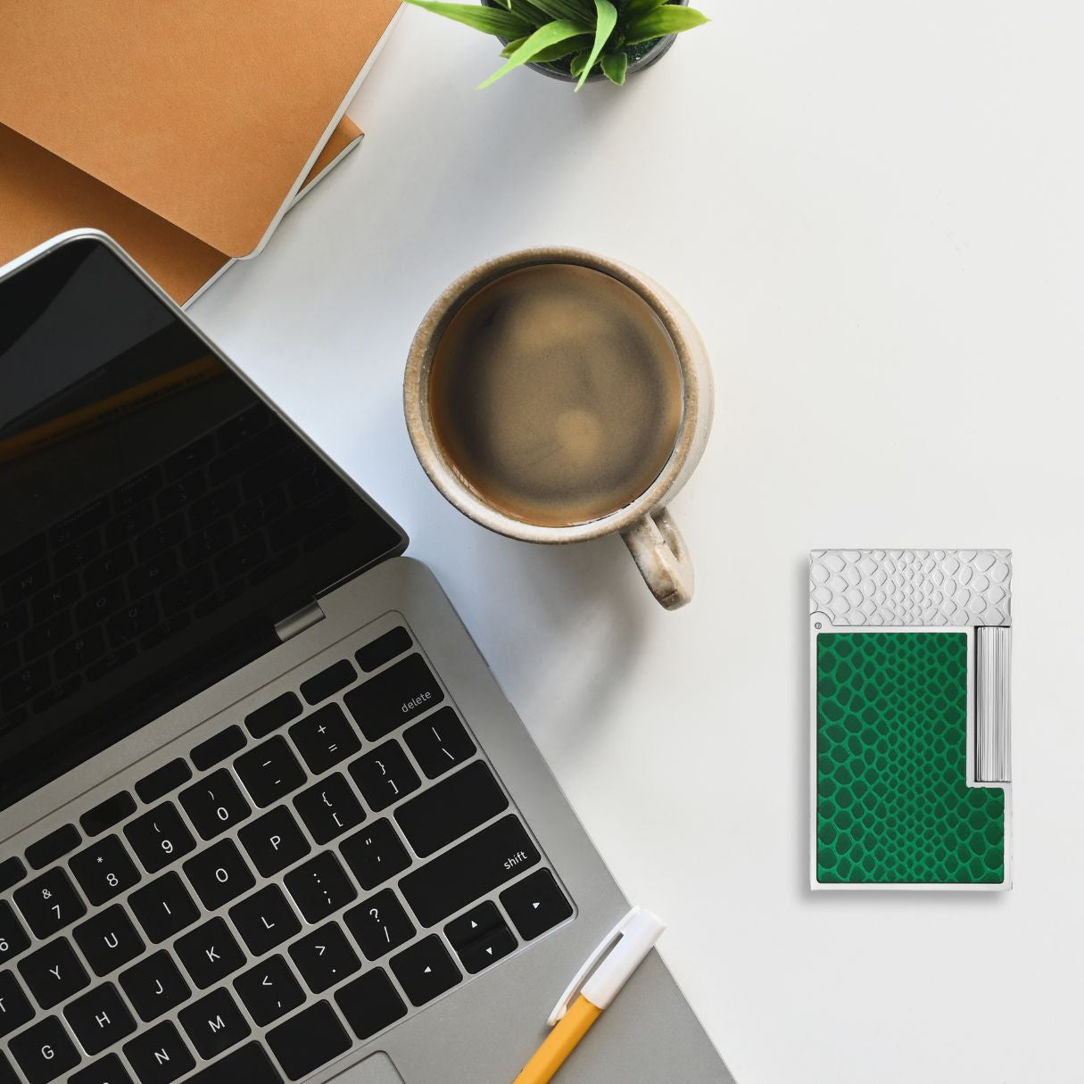 S.T. Dupont Green Snake Skin Line 2 Double Soft Flame Cigar Lighter