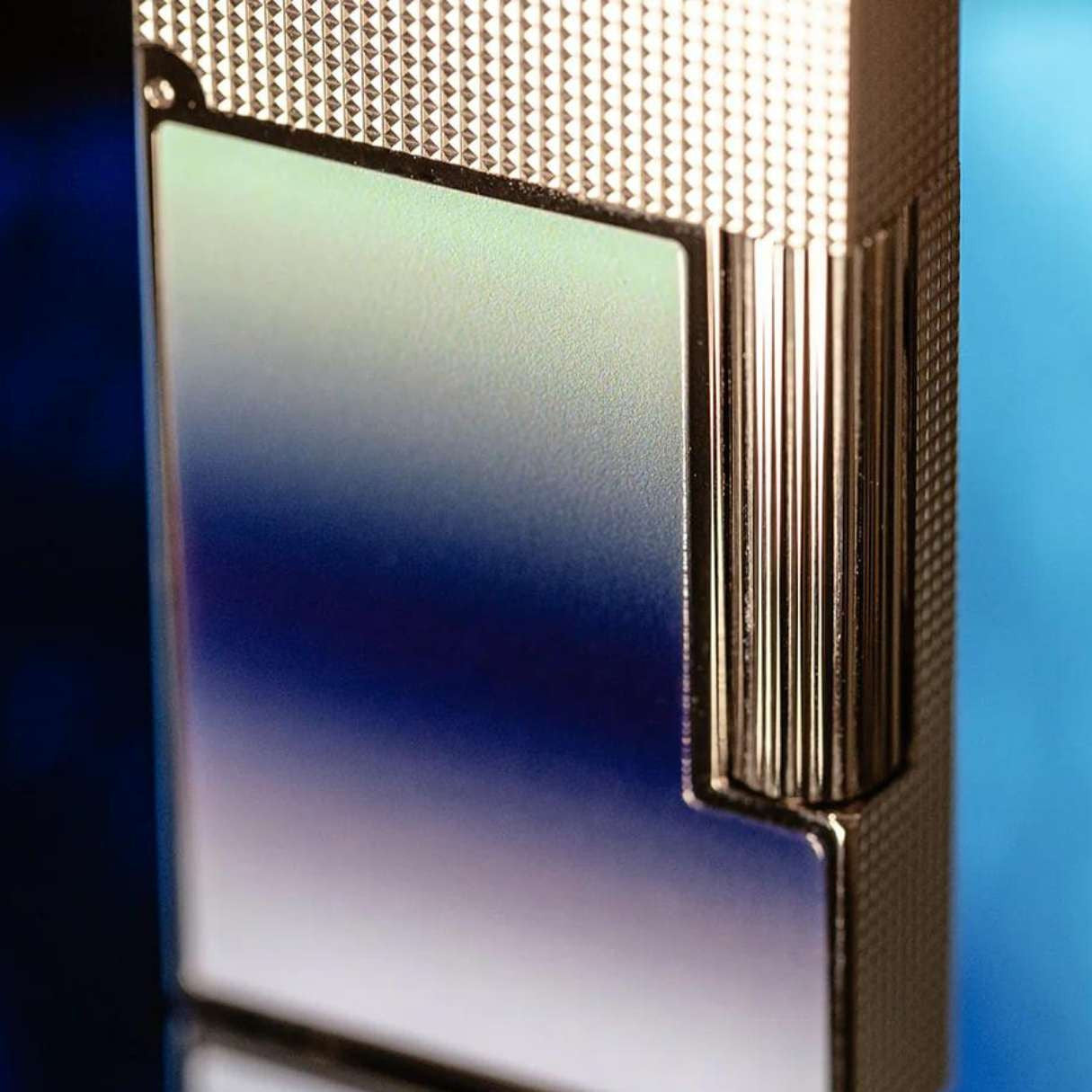 S.T. Dupont Gradient Line 2 Perfect Ping Double Soft Flame Cigar Lighter - Blue Lacquer with Palladium - Details