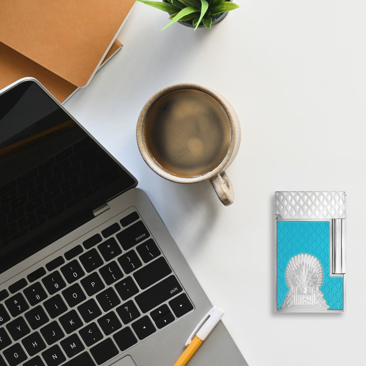 S.T. Dupont Game of Thrones Ice Line 2 Double Soft Flame Cigar Lighter - Flatlay