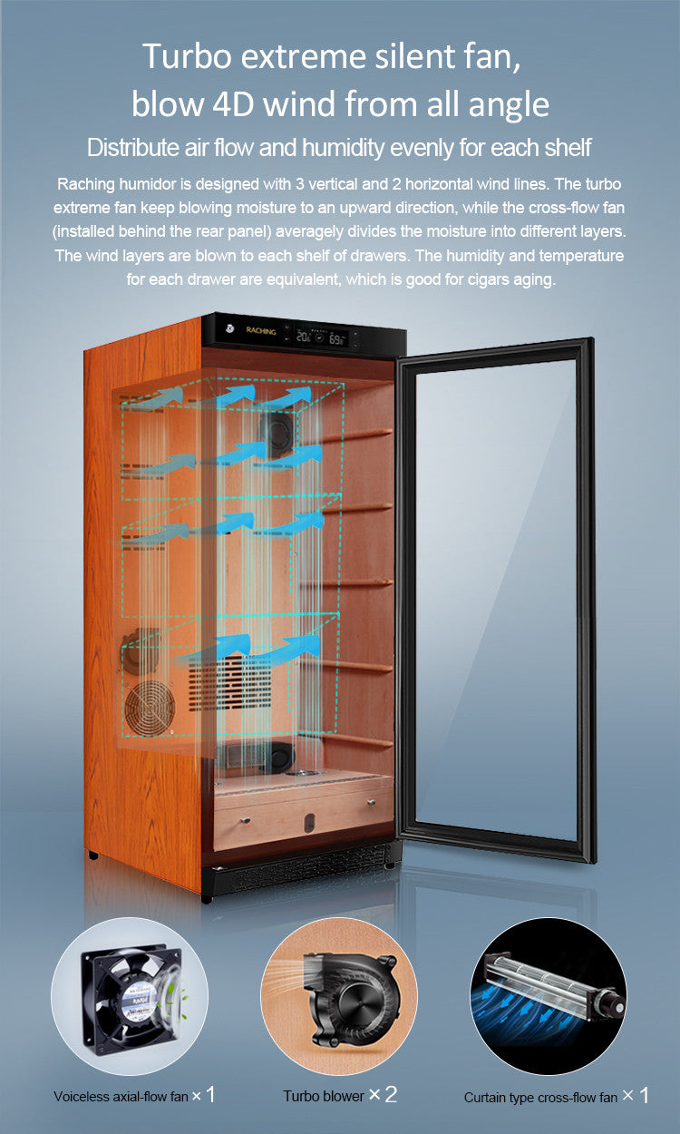 Raching C230A Climate Control Black Wood 900-Cigar Electric Humidor Specifications