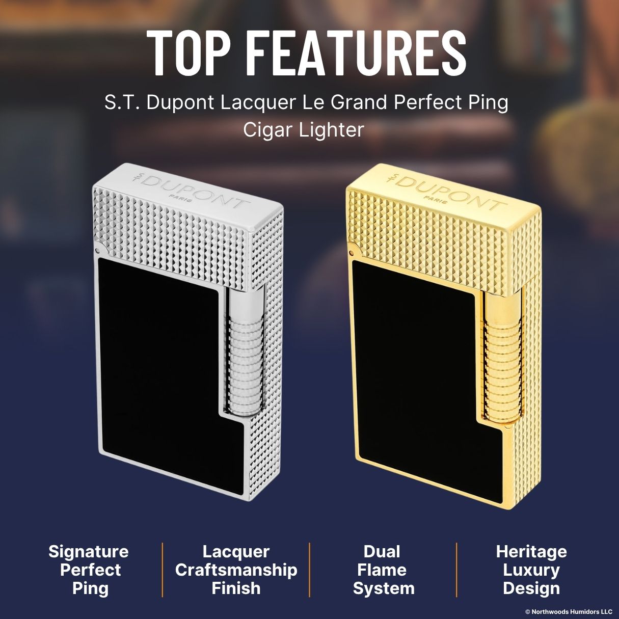 S.T. Dupont Lacquer Le Grand Perfect Ping Cigar Lighter - Top Features Image