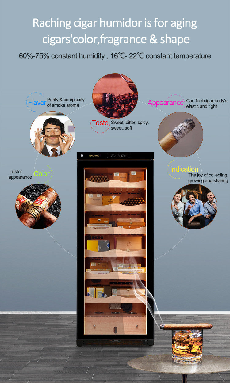 Raching C330A Climate Control Black Wood 1,300-Cigar Electric Humidor Specifications