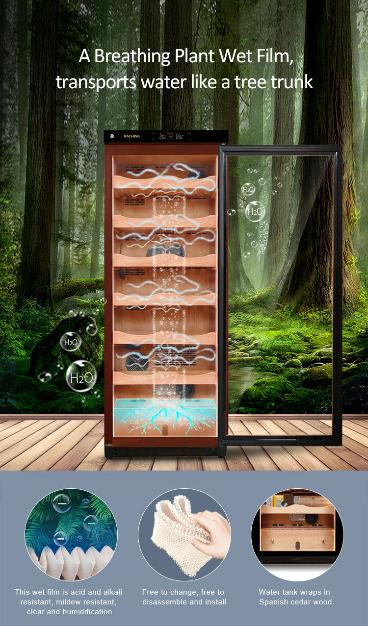 Raching C330A Climate Control Black Wood 1,300-Cigar Electric Humidor Specifications