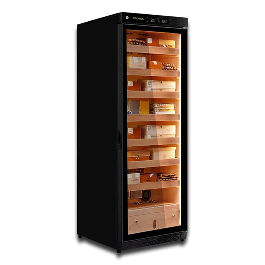 Raching C380A Climate Control Black Wood 1,500-Cigar Electric Humidor - Canada Cedar Shelving Main Image