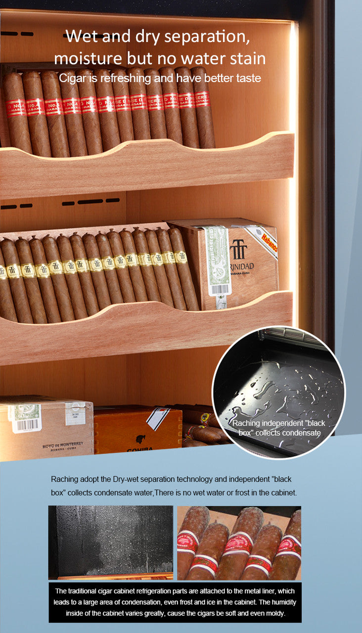 Raching C380A Climate Control Black Wood 1,500-Cigar Electric Humidor Main Image Specifications