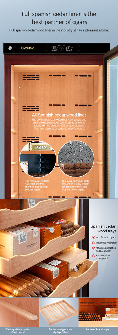 Raching C380A Climate Control Black Wood 1,500-Cigar Electric Humidor Main Image Specifications