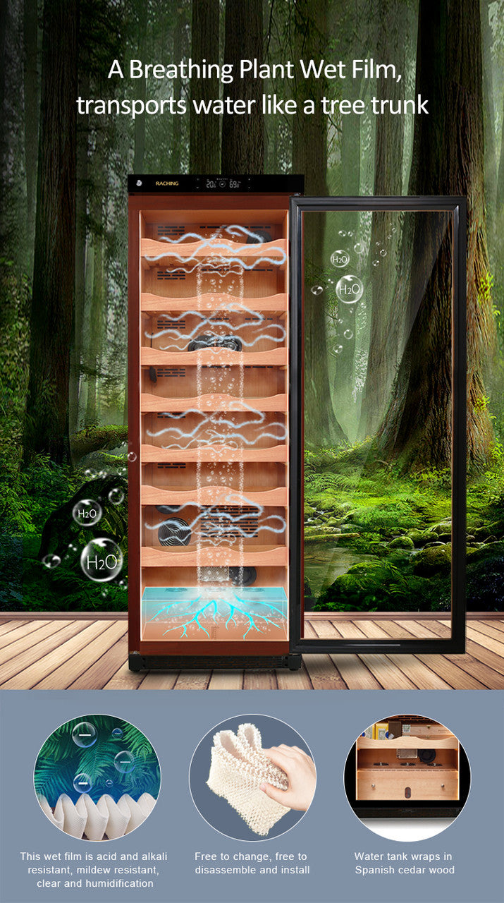 Raching C380A Climate Control Black Wood 1,500-Cigar Electric Humidor Main Image Specifications