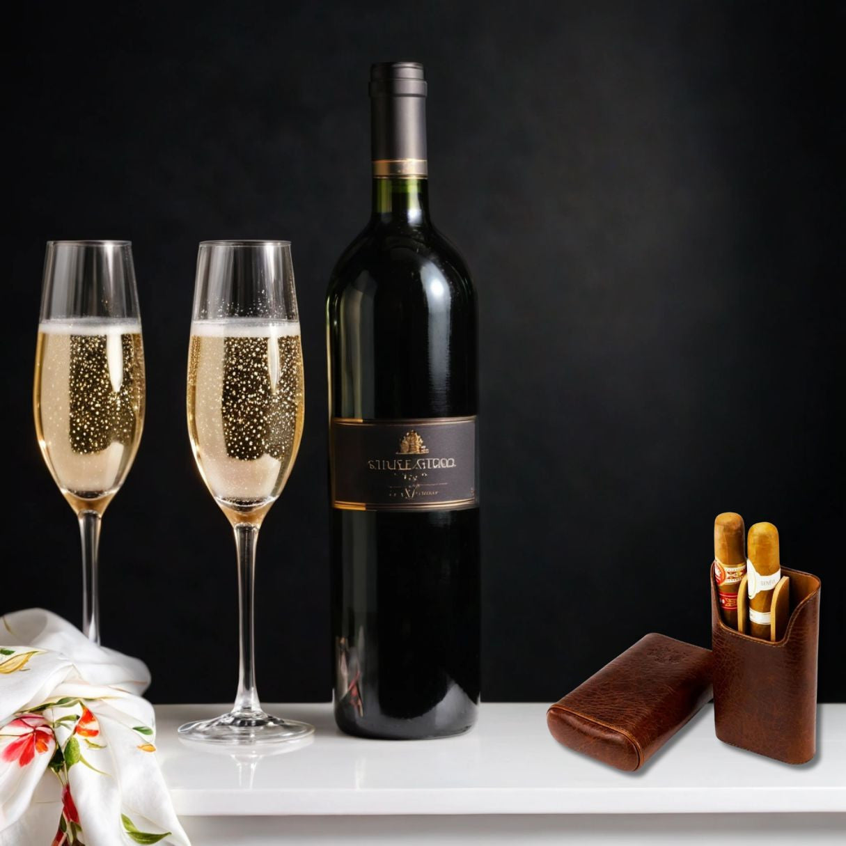 Brizard & Co Show Band Antique Saddle Leather 3-Finger Hard Cigar Case - Lifestyle